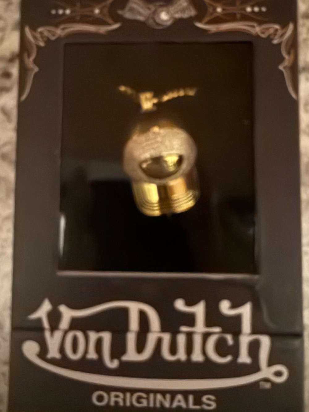 Von Dutch Gold Tone ball cap pendant necklace
